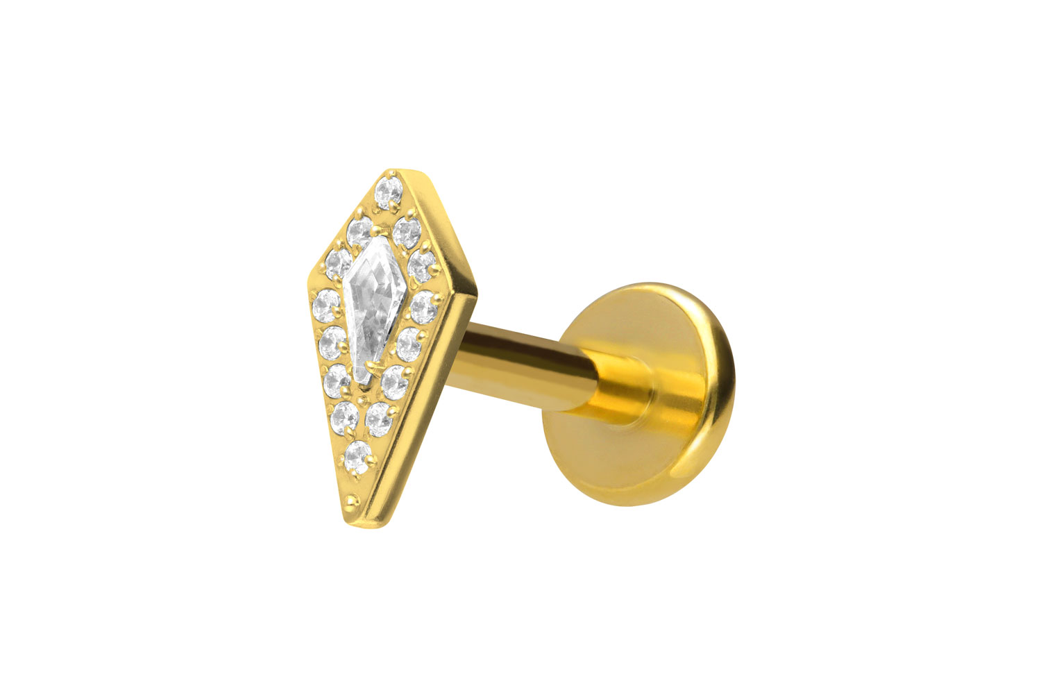 Titan Labret Piercing mit Push Fit KRISTALLSCHILD